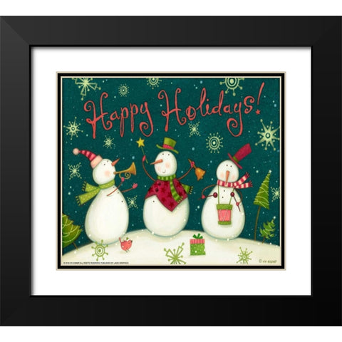 Snowman Trio 1 Nb Black Modern Wood Framed Art Print with Double Matting by Eisner, Viv