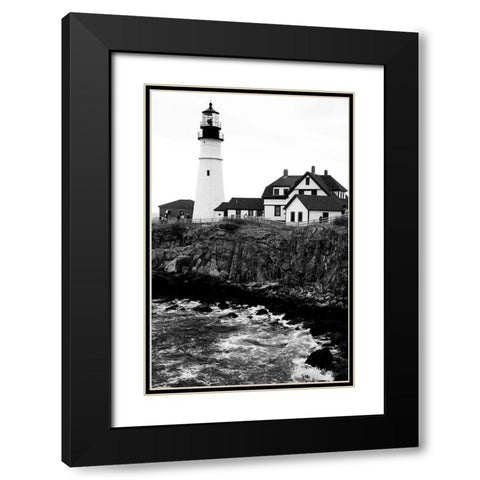 Maine Lighthouse Black Modern Wood Framed Art Print with Double Matting by Vizvary, Susan