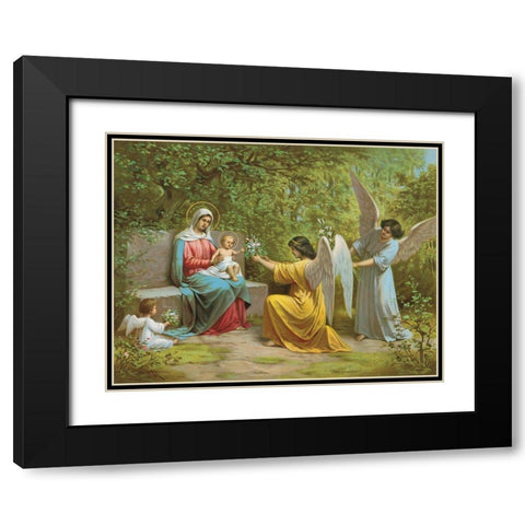 MADONNA Black Modern Wood Framed Art Print with Double Matting by Anonymous