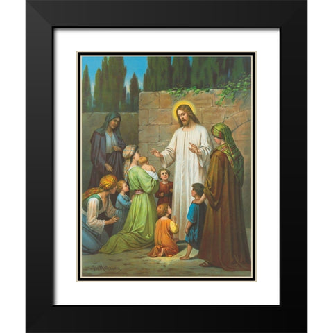 JESUS Black Modern Wood Framed Art Print with Double Matting by Anonymous