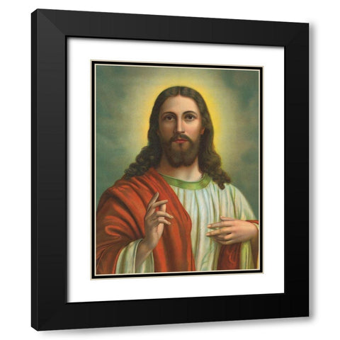 JESUS Black Modern Wood Framed Art Print with Double Matting by Anonymous