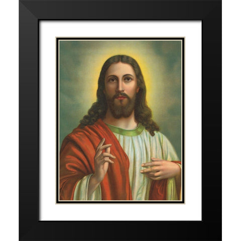 JESUS Black Modern Wood Framed Art Print with Double Matting by Anonymous