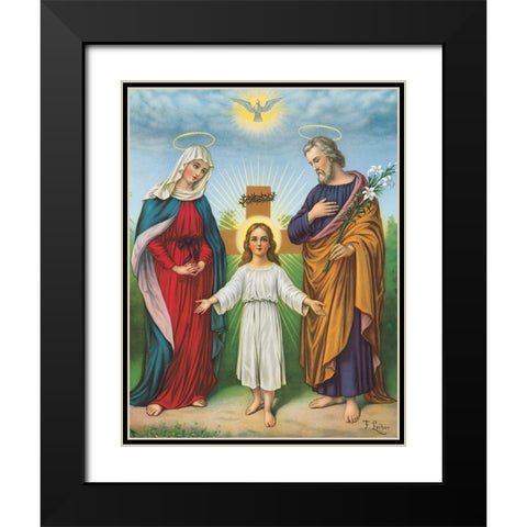 JESUS, MARIA, JOSEPH Black Modern Wood Framed Art Print with Double Matting by Anonymous