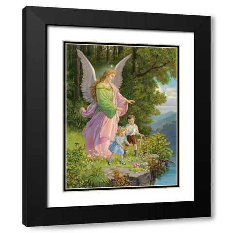 HL. SCHUTZENGEL Black Modern Wood Framed Art Print with Double Matting by Anonymous