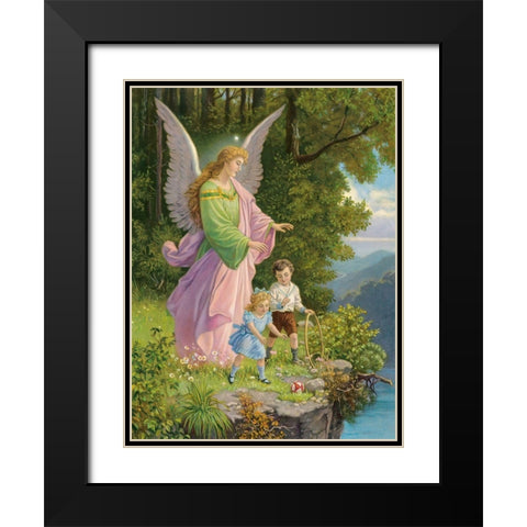 HL. SCHUTZENGEL Black Modern Wood Framed Art Print with Double Matting by Anonymous