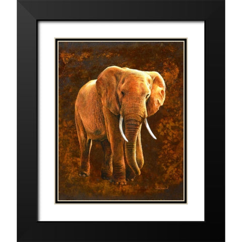 Elephant 01 Black Modern Wood Framed Art Print with Double Matting by Chamard, Jean-Marc