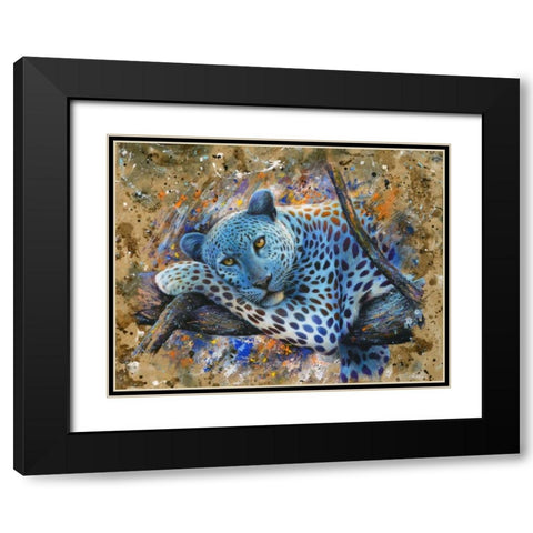 Leopard Black Modern Wood Framed Art Print with Double Matting by Chamard, Jean-Marc