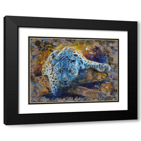 Panther 01 Black Modern Wood Framed Art Print with Double Matting by Chamard, Jean-Marc