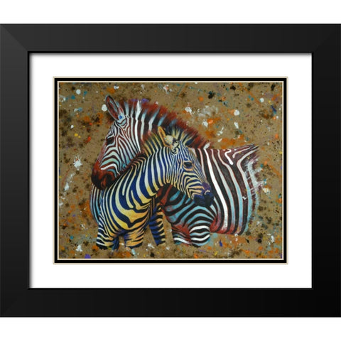 Zebras Black Modern Wood Framed Art Print with Double Matting by Chamard, Jean-Marc