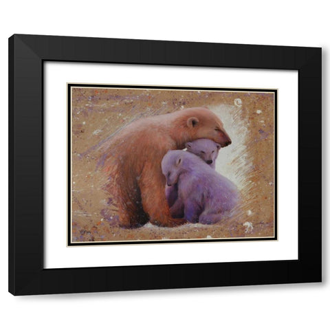 Polar bear with two cubs Black Modern Wood Framed Art Print with Double Matting by Chamard, Jean-Marc