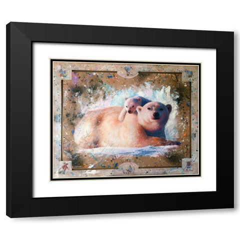 Polar bear with cub 01 Black Modern Wood Framed Art Print with Double Matting by Chamard, Jean-Marc