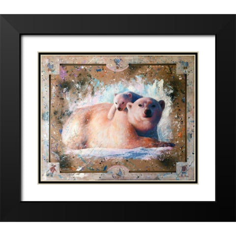 Polar bear with cub 01 Black Modern Wood Framed Art Print with Double Matting by Chamard, Jean-Marc