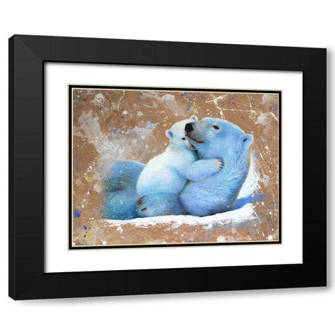 Polar bear with cub 02 Black Modern Wood Framed Art Print with Double Matting by Chamard, Jean-Marc