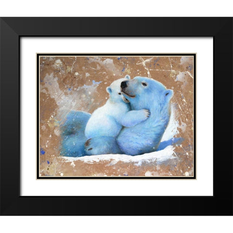 Polar bear with cub 02 Black Modern Wood Framed Art Print with Double Matting by Chamard, Jean-Marc