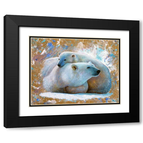 Polar Bear with cub 03 Black Modern Wood Framed Art Print with Double Matting by Chamard, Jean-Marc