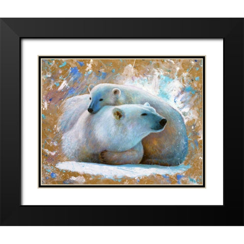 Polar Bear with cub 03 Black Modern Wood Framed Art Print with Double Matting by Chamard, Jean-Marc
