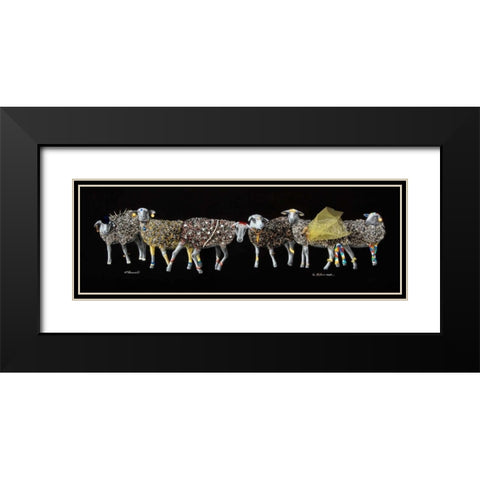 Sheep 01 Black Modern Wood Framed Art Print with Double Matting by Chamard, Jean-Marc