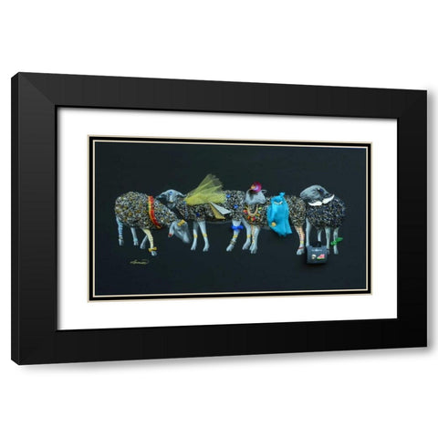 Sheep 03 Black Modern Wood Framed Art Print with Double Matting by Chamard, Jean-Marc