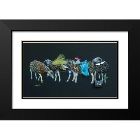 Sheep 03 Black Modern Wood Framed Art Print with Double Matting by Chamard, Jean-Marc