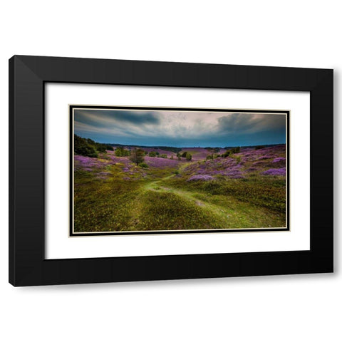 Landscape in purple Black Modern Wood Framed Art Print with Double Matting by Henk van Gog