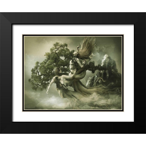 Living on the edge Black Modern Wood Framed Art Print with Double Matting by Babette