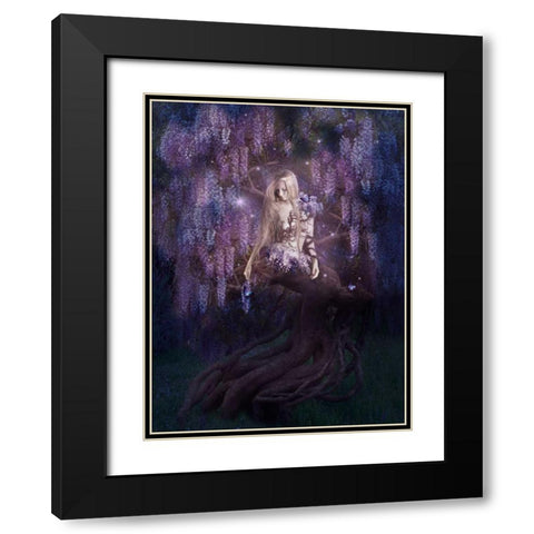 Wisteria Black Modern Wood Framed Art Print with Double Matting by Babette