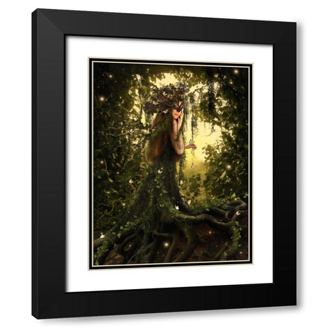 Tree Collection 1 Black Modern Wood Framed Art Print with Double Matting by Babette