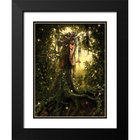 Tree Collection 1 Black Modern Wood Framed Art Print with Double Matting by Babette