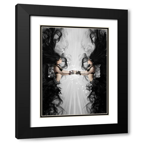 The bellydancers white Black Modern Wood Framed Art Print with Double Matting by Babette