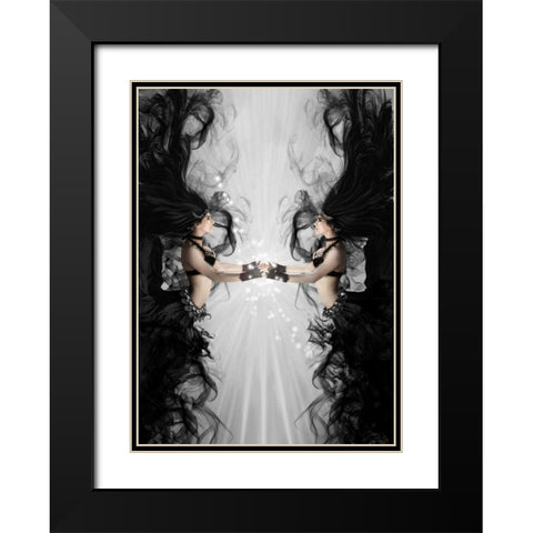 The bellydancers white Black Modern Wood Framed Art Print with Double Matting by Babette