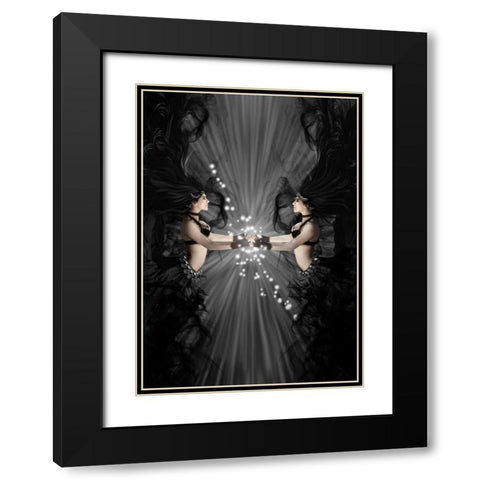 The bellydancers black Black Modern Wood Framed Art Print with Double Matting by Babette