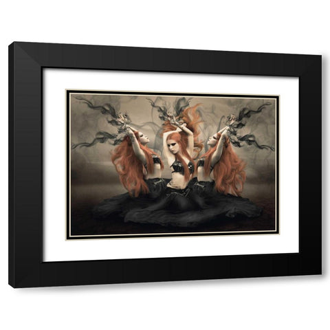 Bellydancer Black Modern Wood Framed Art Print with Double Matting by Babette