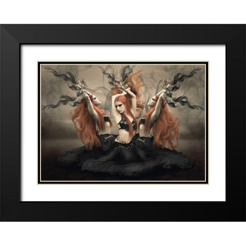 Bellydancer Black Modern Wood Framed Art Print with Double Matting by Babette