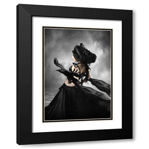 Mahafsoun Black Modern Wood Framed Art Print with Double Matting by Babette