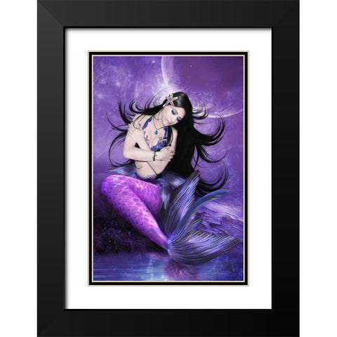 Mermaids tale Black Modern Wood Framed Art Print with Double Matting by Babette