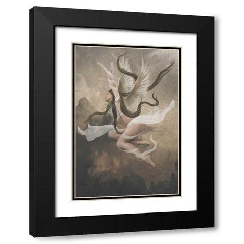 Angel 1 Black Modern Wood Framed Art Print with Double Matting by Babette