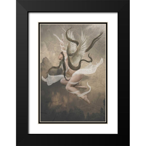 Angel 1 Black Modern Wood Framed Art Print with Double Matting by Babette