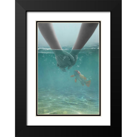 Loving III Black Modern Wood Framed Art Print with Double Matting by Babette