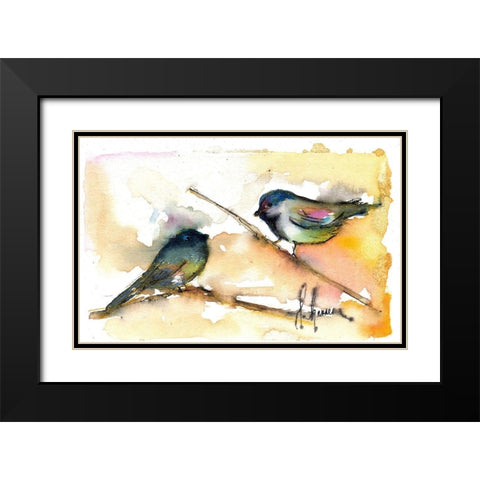 Pajaritos Black Modern Wood Framed Art Print with Double Matting by Herrera, Leticia