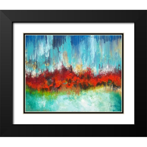 Soundwave Black Modern Wood Framed Art Print with Double Matting by Herrera, Leticia