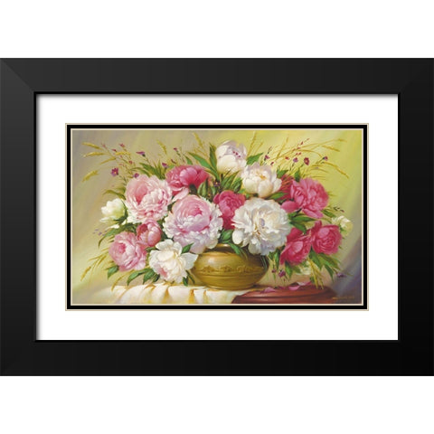 Spring Roses Black Modern Wood Framed Art Print with Double Matting by Dvoretskiy, Petrovich