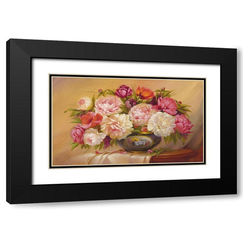 Colorful Roses Black Modern Wood Framed Art Print with Double Matting by Dvoretskiy, Petrovich