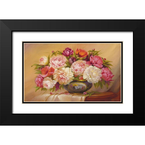 Colorful Roses Black Modern Wood Framed Art Print with Double Matting by Dvoretskiy, Petrovich