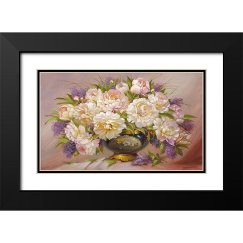 Roses and Lilacs Black Modern Wood Framed Art Print with Double Matting by Dvoretskiy, Petrovich