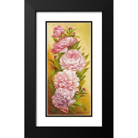 Roses Bloom Black Modern Wood Framed Art Print with Double Matting by Dvoretskiy, Petrovich