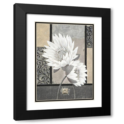White Waterlily Black Modern Wood Framed Art Print with Double Matting by Ancilotti, Claudia