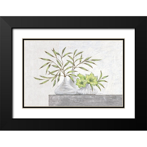 Green Lilies Black Modern Wood Framed Art Print with Double Matting by Ancilotti, Claudia