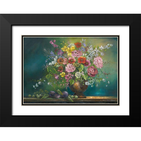 Flower Bouquet 1 Black Modern Wood Framed Art Print with Double Matting by Withaar, Rian