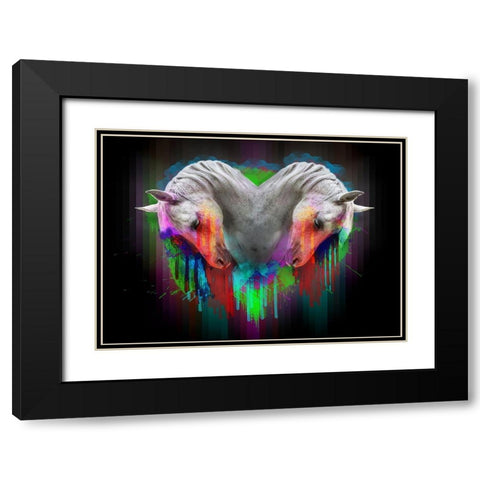 Horses 1 Black Modern Wood Framed Art Print with Double Matting by Henk van Gog