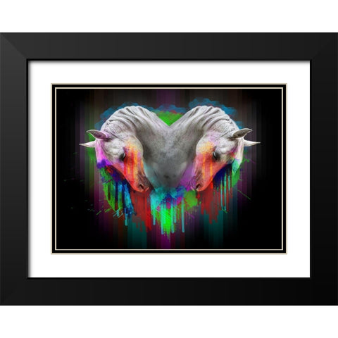 Horses 1 Black Modern Wood Framed Art Print with Double Matting by Henk van Gog